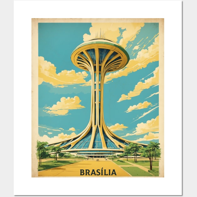 Brasilia Brazil Vintage Tourism Travel Poster Wall Art by TravelersGems